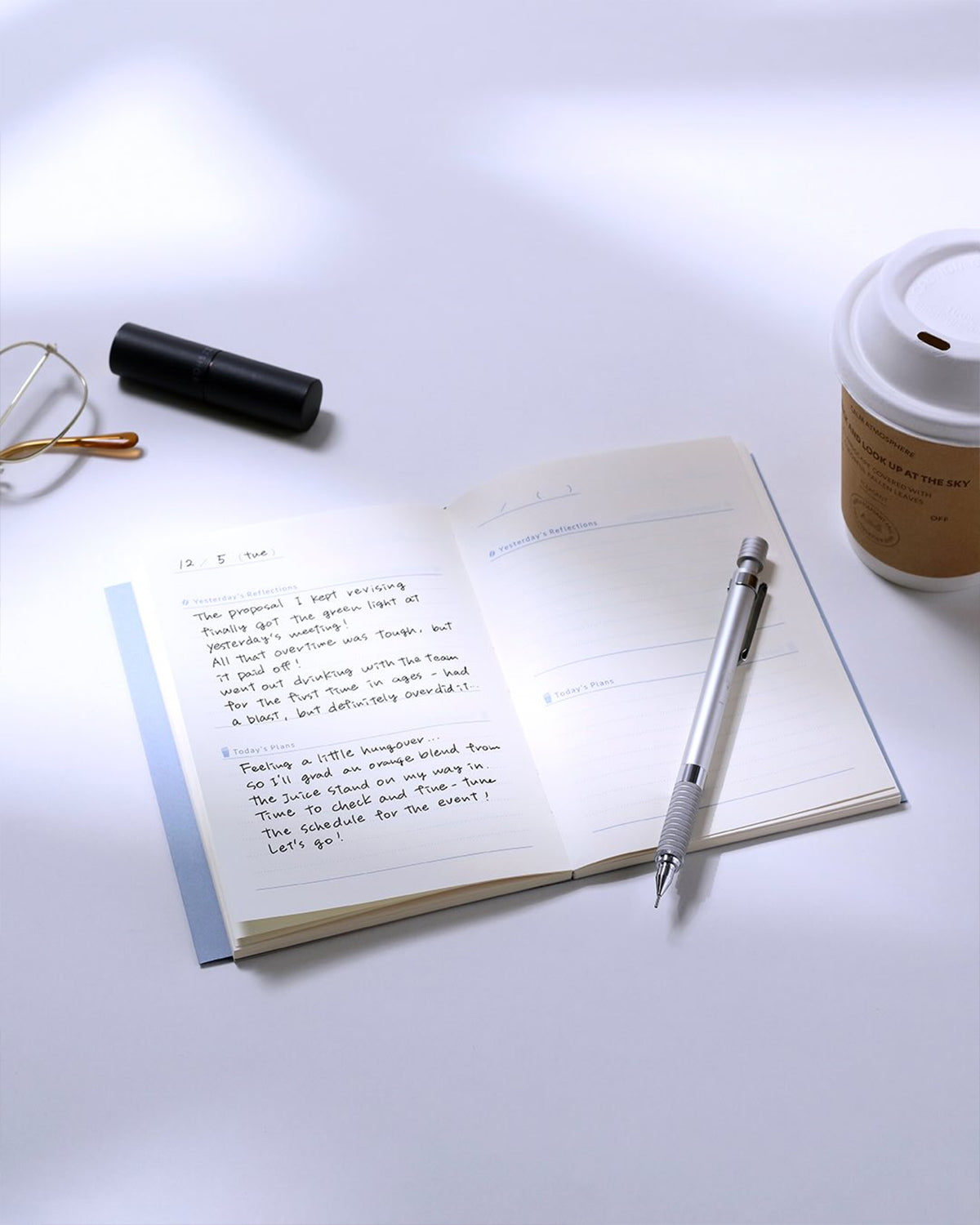 Tea & Diary Time Morning Diary A6 Coffee Brown