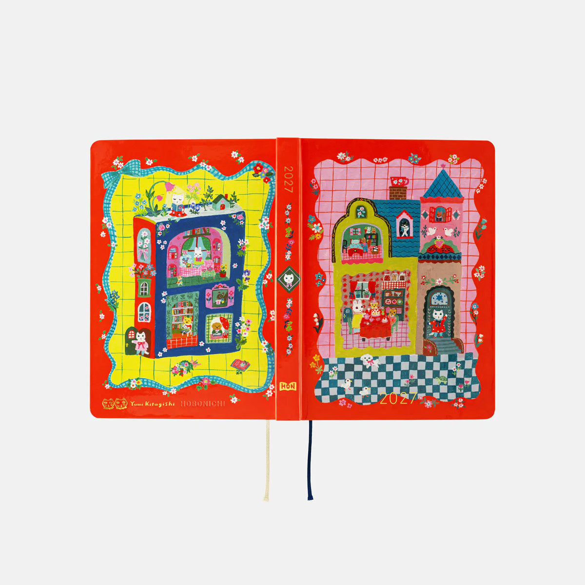 Hobonichi Techo 2027 HON A6 Yumi Kitagishi White Cat and Rabbit’s Tea Room
